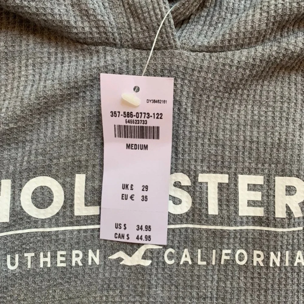 Hollister Gray Crooped Hoodie with White Accents - Picture 2 of 3